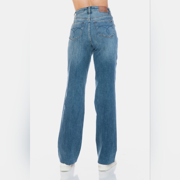 Judy Blue Tummy Control High-Rise Boyfriend Jeans Straight Leg Raw Denim Pants - Picture 13 of 16